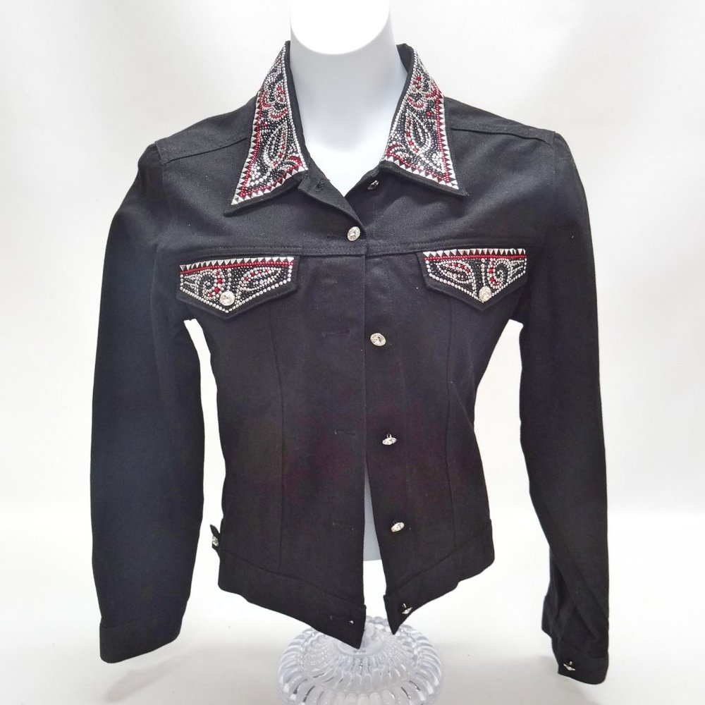 Christine Alexander Swarovski Black Denim Jacket